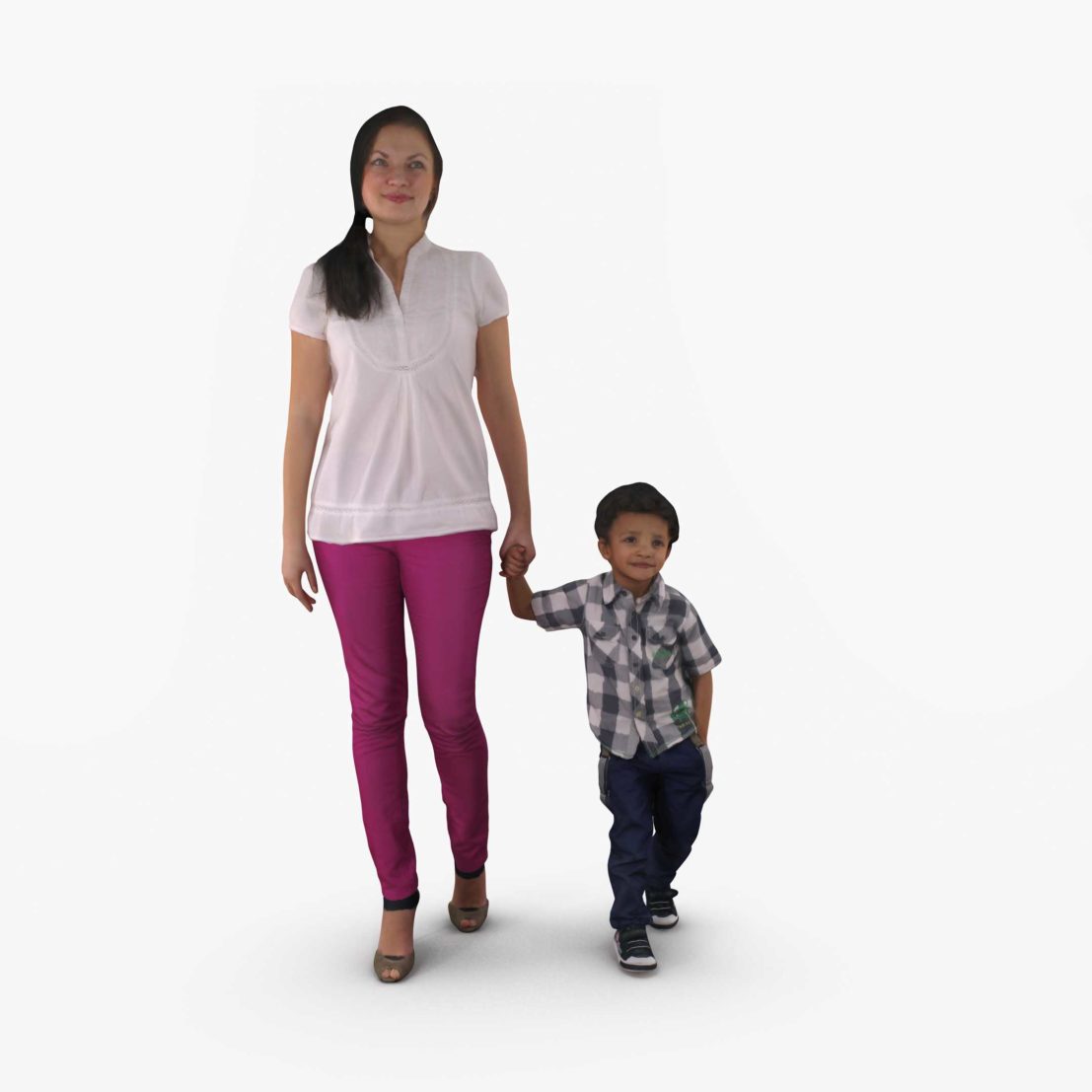 Mother and Baby Walking 3D Model | 3DTree Scanning Studio