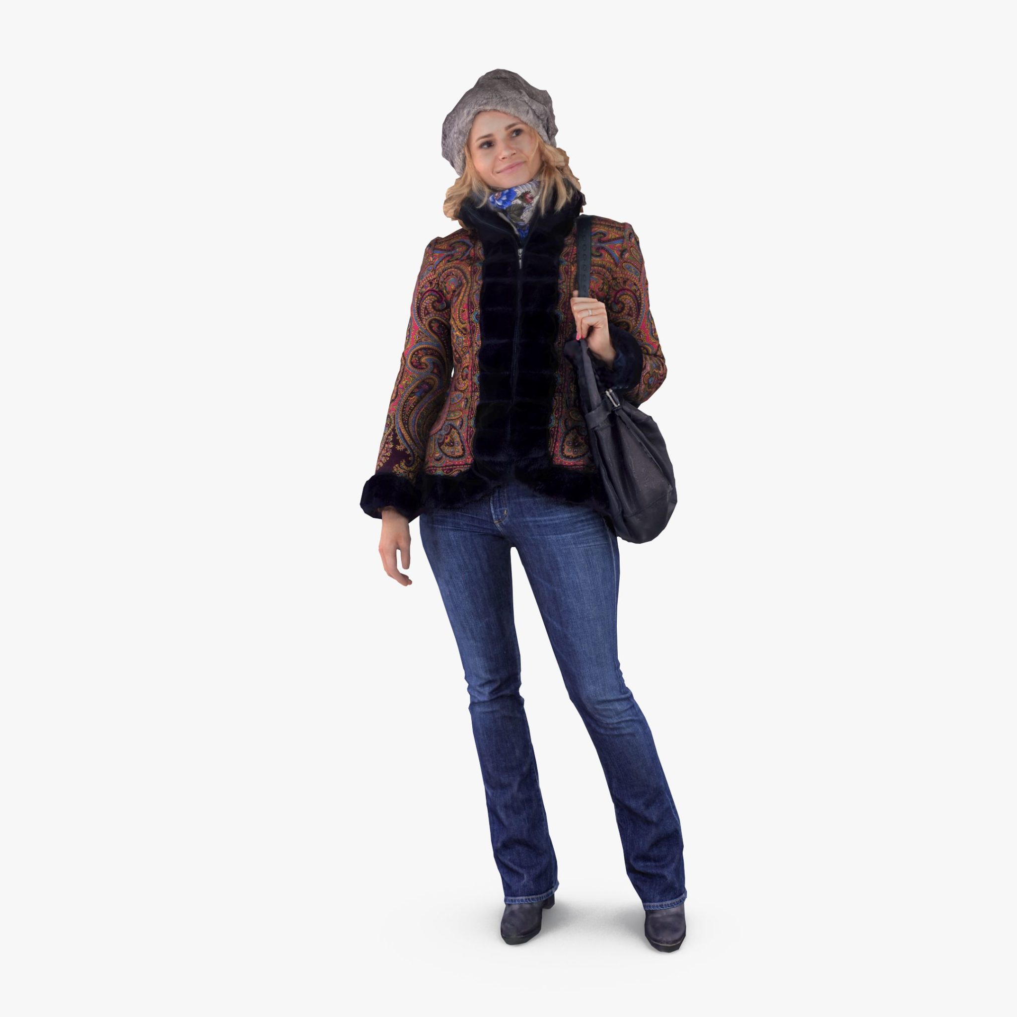 Winter Lady Standing 3D Model | 3DTree Scanning Studio