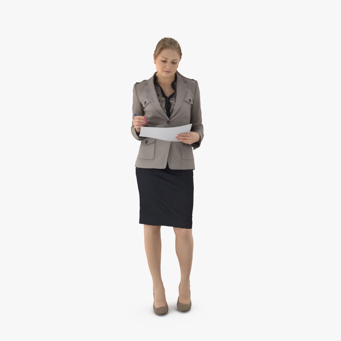 Business Woman Notes 3D Model | 3DTree Scanning Studio