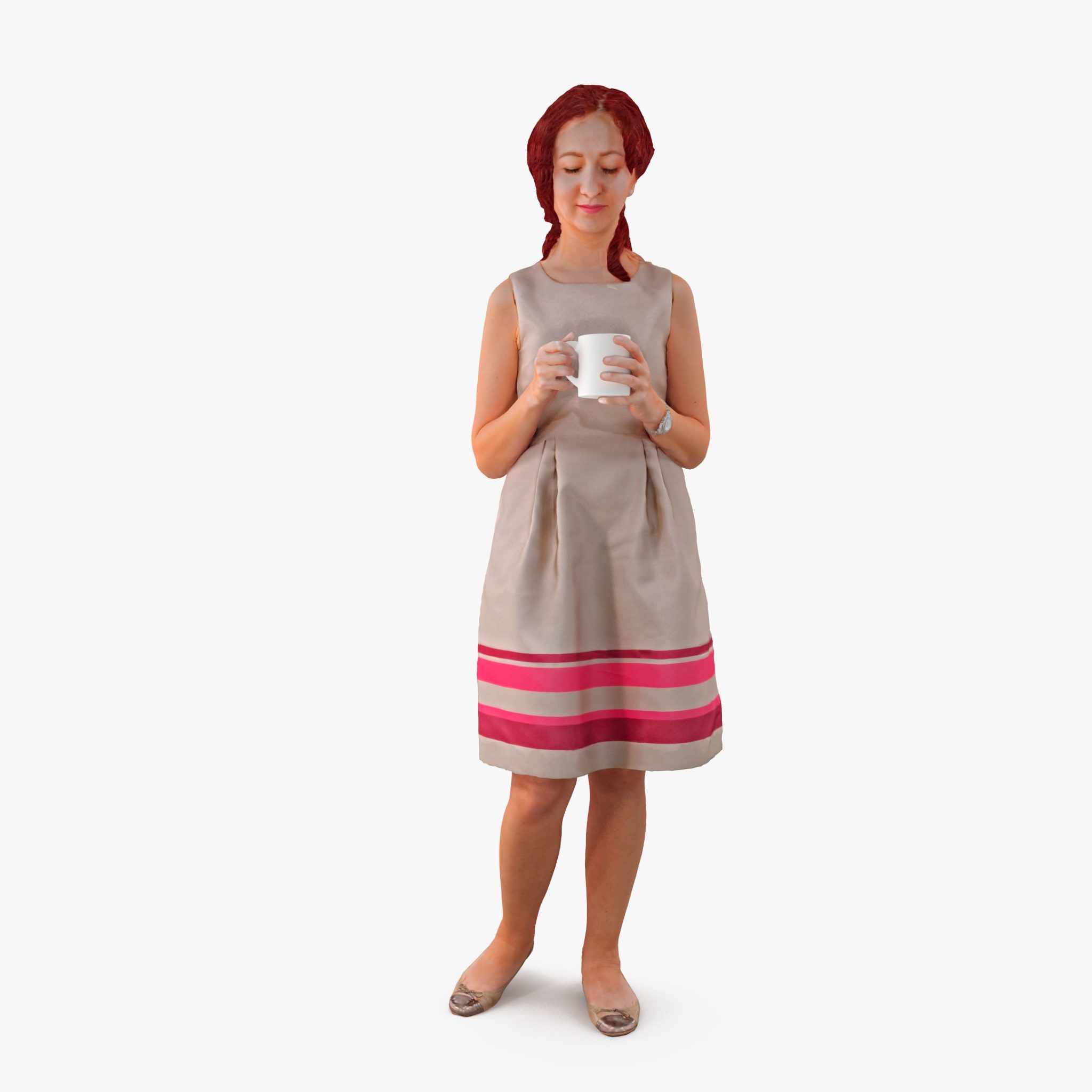 Woman Drinking Coffee 3D Model | 3DTree Scanning Studio