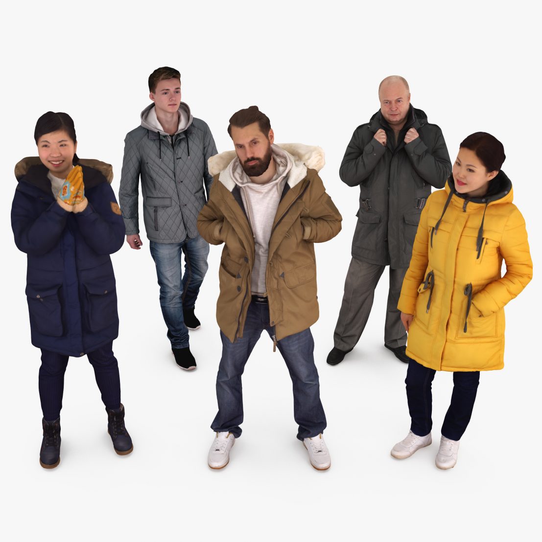 Winter People Collection x5 3D Models | 3DTree Scanning Studio