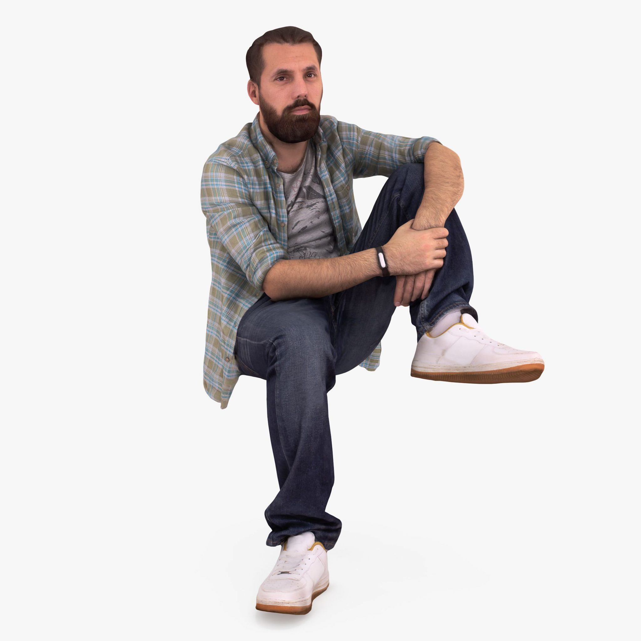 Bearded Man Sitting 3D Model | 3DTree Scanning Studio