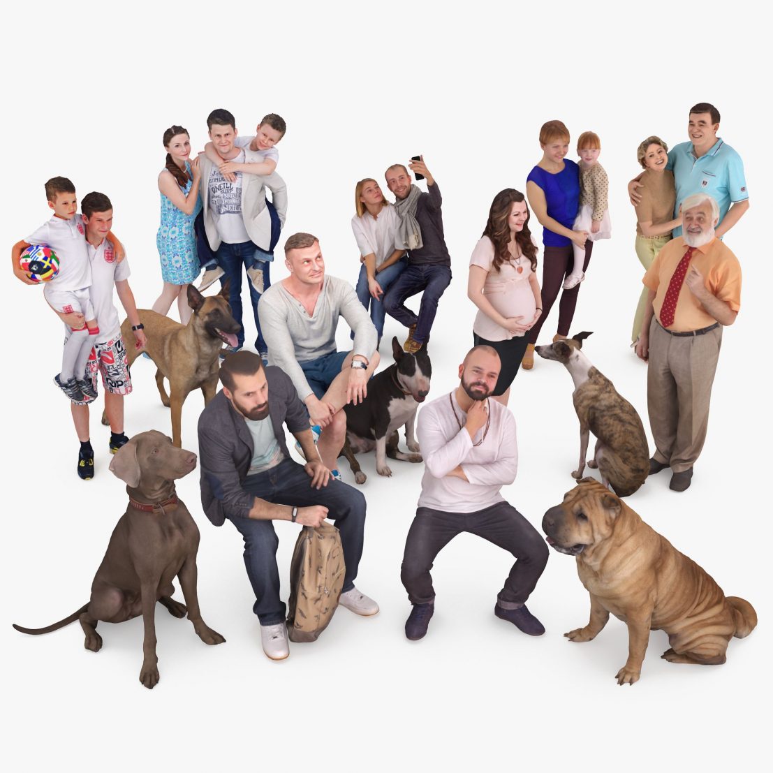 People and Pets Collection x15 3D Models | 3DTree Scanning Studio